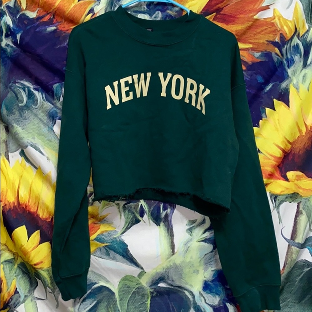 Olive green cropped sweater